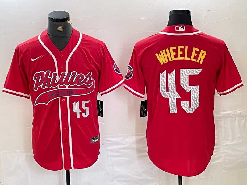 Men's Philadelphia Phillies #45 Zack Wheeler Number Red Cool Base Stitched Baseball Jersey,We sell and wholesale Men's Philadelphia Phillies #45 Zack Wheeler Number Red Cool Base Stitched Baseball Jersey on line form chian!